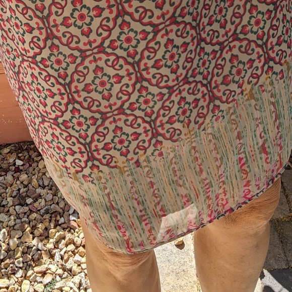 Charlie Jade lined peach-green-beige shift Dress, Sz M - Picture 5 of 12